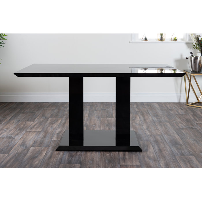 Bless international Eubanks High Gloss Double Pillar Dining Table Set